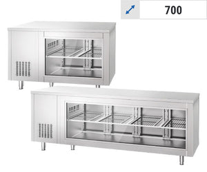 Stoły chłodnicze ze szklanym panelem przednim	