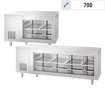 Stoły chłodnicze ze szklanym panelem przednim	