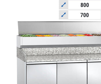 Z witryną chłodniczą nadstawną- pokrywa ze stali nierdzewnej	