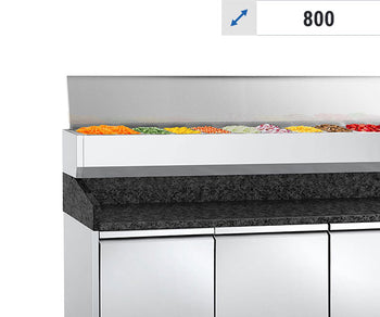 Z witryną chłodniczą nadstawną - Pokrywa ze stali nierdzewnej