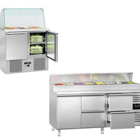 Salad tables and food preparation tables