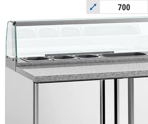 Stoły sałatkowe ze szklaną nadstawką