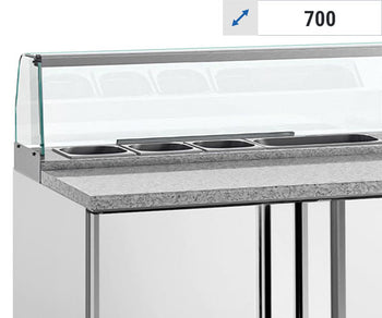 Stoły sałatkowe ze szklaną nadstawką