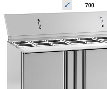 Stoły sałatkowe z pokrywą ze stali nierdzewnej