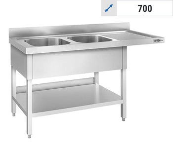 Stoły do zmywarki - 2 zlewy - głębokość 700 mm	