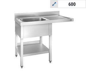 Stoły do zmywarki - 1 zlew - głębokość 600 mm	