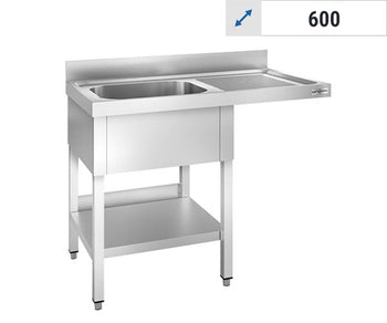 Stoły do zmywarki - 1 zlew - głębokość 600 mm	