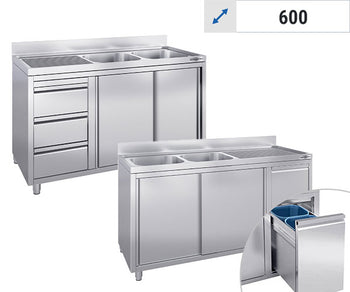 Szafki pod zlewozmywak z wbudowanymi elementami - 2 zlewy- 600	