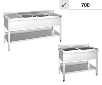 Stoły zlewozmywakowe - 2 zlewy w środku - głębokość 700 mm	