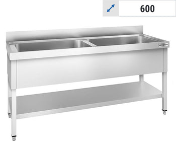 Stoły zlewozmywakowe do mycia garnków o głębokości 600