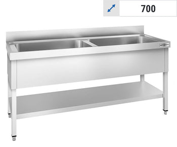 Stoły zlewozmywakowe do mycia garnków o głębokości 700