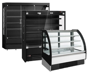 Naścienne witryny chłodnicze ze szklanymi drzwiami	