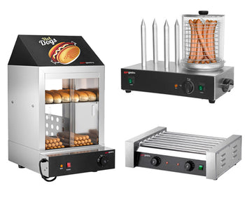 Grille do kiełbasek / podgrzewacze do bułek i stoły przygotowawcze