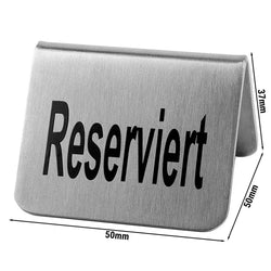 (6 sztuk) Stojak na stół - Zestaw 2 - "Reserved" - Stal nierdzewna - 50x50mm