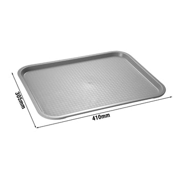 (6 sztuk) Taca FAST FOOD - polipropylen - 410x305mm - Szary - Prime Gastro