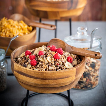 (6 sztuk) Miska - AKACJA - drewno akacjowe - 2,5 litra - Ø 250 mm - brązowa - Prime Gastro