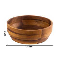 (6 sztuk) Miska - AKACJA - drewno akacjowe - 2,5 litra - Ø 250 mm - brązowa