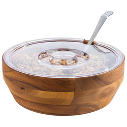 (6 sztuk) Miska - AKACJA - drewno akacjowe - 2,5 litra - Ø 250 mm - brązowa