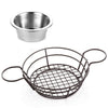 (5 szt.) Koszyk do finger food – stal nierdzewna – Ø 210 mm – z 2 miseczkami do dipów