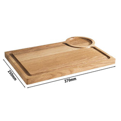 (6 sztuk) Deska do serwowania - DĄB - 370 x 250 mm - z rowkiem na sok i wycięciem na koszyk do serwowania 406016