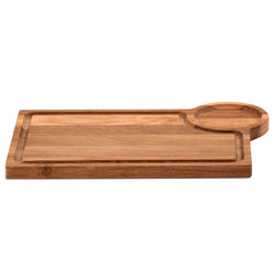 (6 sztuk) Deska do serwowania - DĄB - 370 x 250 mm - z rowkiem na sok i wycięciem na koszyk do serwowania 406016