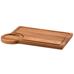 (6 sztuk) Deska do serwowania - DĄB - 370 x 250 mm - z rowkiem na sok i wycięciem na koszyk do serwowania 406016