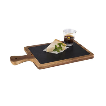 (6 sztuk) Deska do serwowania - FUSIONA - zestaw 2-częściowy - z naturalną płytą łupkową - 260 x 180 mm - Prime Gastro