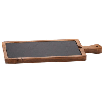 (6 sztuk) Deska do serwowania - FUSIONA - zestaw 2-częściowy - z naturalną płytą łupkową - 330 x 200 mm - Prime Gastro