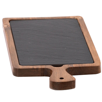 (6 sztuk) Deska do serwowania - FUSIONA - zestaw 2-częściowy - z naturalną płytą łupkową - 330 x 200 mm - Prime Gastro