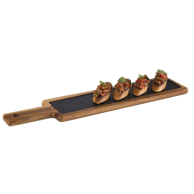 (6 sztuk) Deska do serwowania - FUSIONA - zestaw 2 - częściowy - z naturalną płytą łupkową - 430 x 120 mm