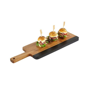 (6 sztuk) Deska do serwowania - ROCKWOOD - z naturalnymi paskami łupkowymi do opisania - 405 x 130 mm - Prime Gastro