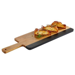 (6 sztuk) Deska do serwowania - ROCKWOOD - z naturalnymi paskami łupkowymi do opisywania - 560 x 180 mm