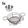 (5 szt.) Koszyk do finger food – stal nierdzewna – Ø 210 mm – z 2 miseczkami do dipów