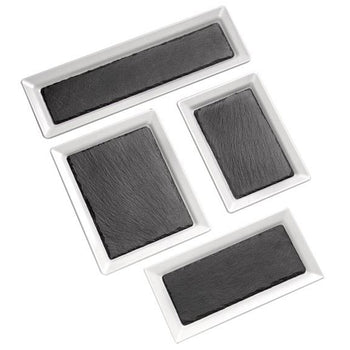 (6 sztuk) Płyta z naturalnego łupka - 240 x 150 mm - czarna - Prime Gastro