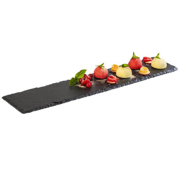 (6 sztuk) Płyta z naturalnego łupka - 470 x 100 mm - czarna - Prime Gastro