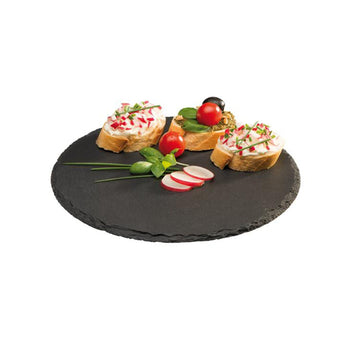 (6 sztuk) Płytka z naturalnego łupka - Ø 220 mm - czarna - Prime Gastro