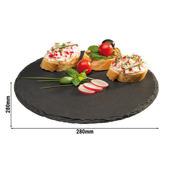 (6 sztuk) Płyta z naturalnego łupka - Ø 280 mm - czarna - Prime Gastro