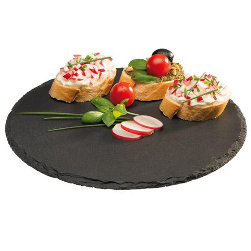 (6 sztuk) Płyta z naturalnego łupka - Ø 280 mm - czarna