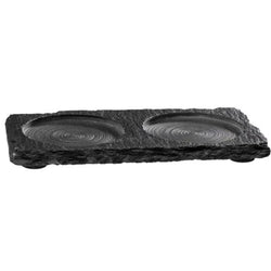(6 sztuk) Płytka z naturalnego łupka - 150 x 80 mm - z 2 występami Ø 60 mm - czarna