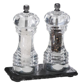 (6 sztuk) Płytka z naturalnego łupka - 150 x 80 mm - z 2 występami Ø 60 mm - czarna - Prime Gastro