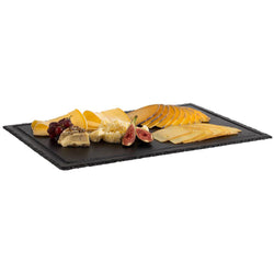 (6 sztuk) Płyta z naturalnego łupka - 580 x 380 mm - z rowkiem na sok - czarna
