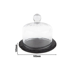 (6 sztuk) Płytka z naturalnego łupka z szklaną pokrywą – zestaw 2 sztuki – średnica 105 mm – wysokość: 95 mm