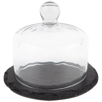 (6 sztuk) Płytka z naturalnego łupka z szklaną pokrywą – zestaw 2 sztuki – średnica 105 mm – wysokość: 95 mm - Prime Gastro