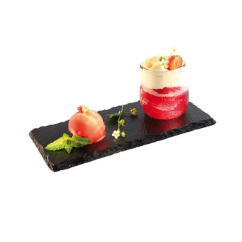 (6 sztuk) Płytka z naturalnego łupka - 250 x 120 mm - z 1 występem Ø 60 mm - czarna - Prime Gastro