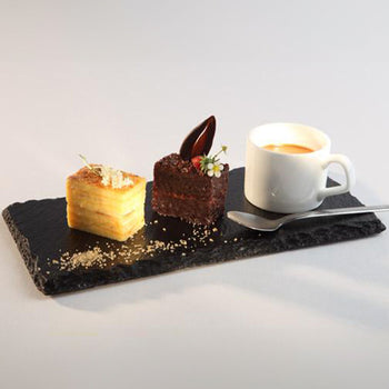 (6 sztuk) Płytka z naturalnego łupka - 250 x 120 mm - z 1 występem Ø 60 mm - czarna - Prime Gastro