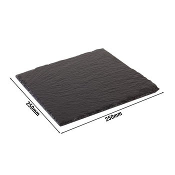 (6 sztuk) Płyta z naturalnego łupka - 250 x 250 mm - czarna - Prime Gastro