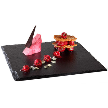 (6 sztuk) Płyta z naturalnego łupka - 250 x 250 mm - czarna - Prime Gastro