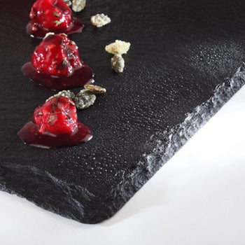 (6 sztuk) Płyta z naturalnego łupka - 250 x 250 mm - czarna - Prime Gastro