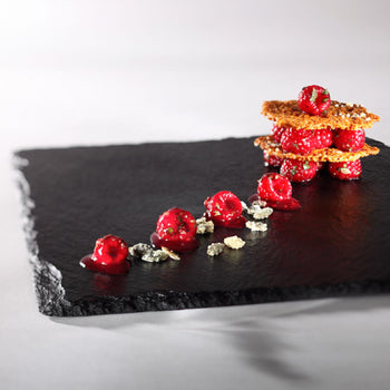 (6 sztuk) Płyta z naturalnego łupka - 250 x 250 mm - czarna - Prime Gastro