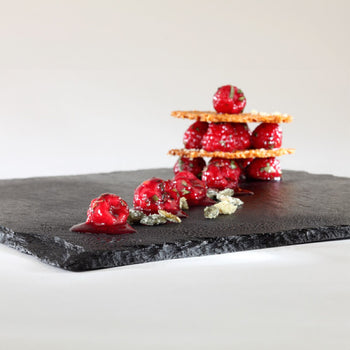 (6 sztuk) Płyta z naturalnego łupka - 250 x 250 mm - czarna - Prime Gastro